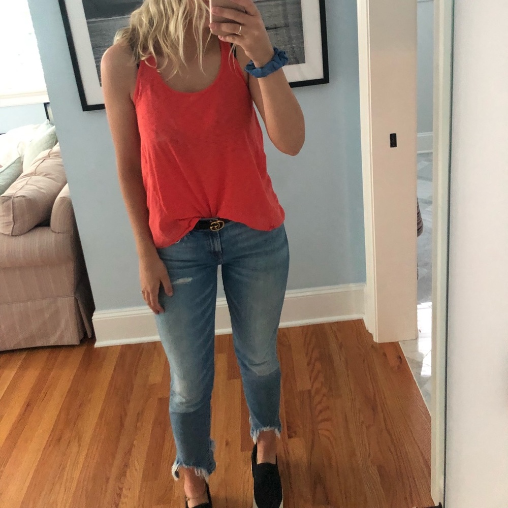 coral simple tank top